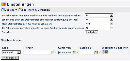 Benutzer Einstellungen Benutzer Einstellungen